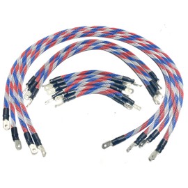 AC/DC WIRE AND SUPPLY 2 Gauge E-Z-GO TXT Golf Cart Battery Cables (13 pc Set) Braided Color Set (Patriot)