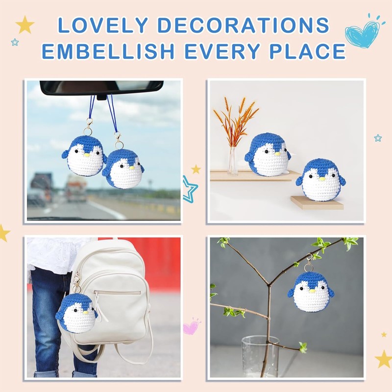 PACIOCEAN Beginner Crochet Kit,All-in-One Stuffed Animal Knitting Sets,DIY Penguin Crochet