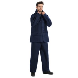 Ultra-Lite Rain Suit Protective Rainwear Rain Coar Rain Gear Waterproof Rain Suit for Climbing,Cycling, Farming, Hiking(Navy,XXL)