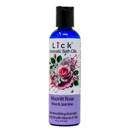 LICK Moonlit Rose Aromatic Bath Oil; Rose and Jasmine Natural Ingredients Blend of Sweet Almond Oil, Vitamin E, Jojoba Oil for Skin; Relaxing Aromatherapy Gifts for Women; Paraben Free