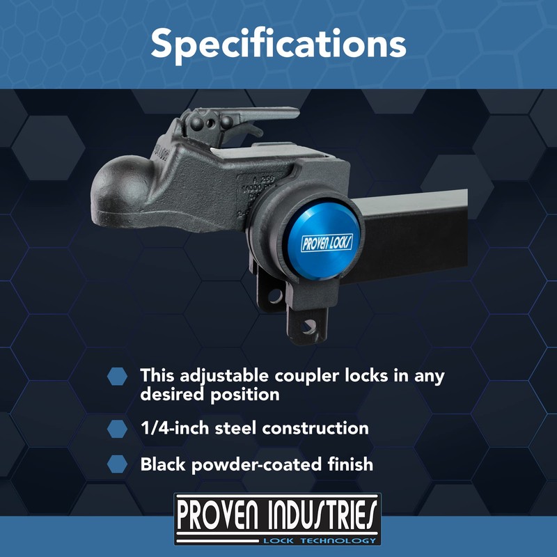 Proven Industries Model AC-100 Coupler-Bolt Lock, Adjustable Coupler Lock, Made