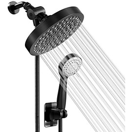 High Pressure Rainfall Shower Head and Hand Held Shower Head Combo with 70 Inch Hose for Bath and Adjustable Swivel Head - Easy Install Anti Clog Jet Nozzles (1.8 Matte Black)