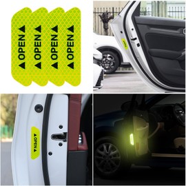 LANZMYAN Universal Door Open Reflective Warning Stickers Auto Open Sign Anti-Collision Safety Reflective Decal Tape 4Pcs Yellow