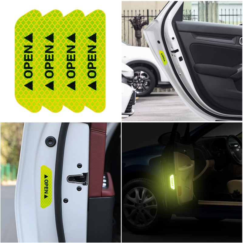 LANZMYAN Universal Door Open Reflective Warning Stickers Auto Open Sign