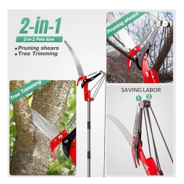 Suchtale 2 In 1 Suchtale 14ft Pole Saw, Manual Tree Pruner with Sharp Steel Blade,