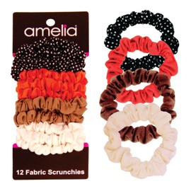 Amelia Beauty Small Fall Blend Jersey Mini Scrunchies for Fine Hair, 12-Pack – Soft & Stylish No-Damage Hair Ties for Everyday Fun!