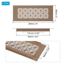 PATIKIL 8 x 3 Inch Door Air Vent Cover, 2 Pcs Heavy Duty Aluminum Grille Ventilation Cover Louvered with Mounting Screws for Cabinet Wardrobe Door, Brown