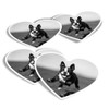 Vinyl Heart Stickers (Set of 4) - BW - Playing