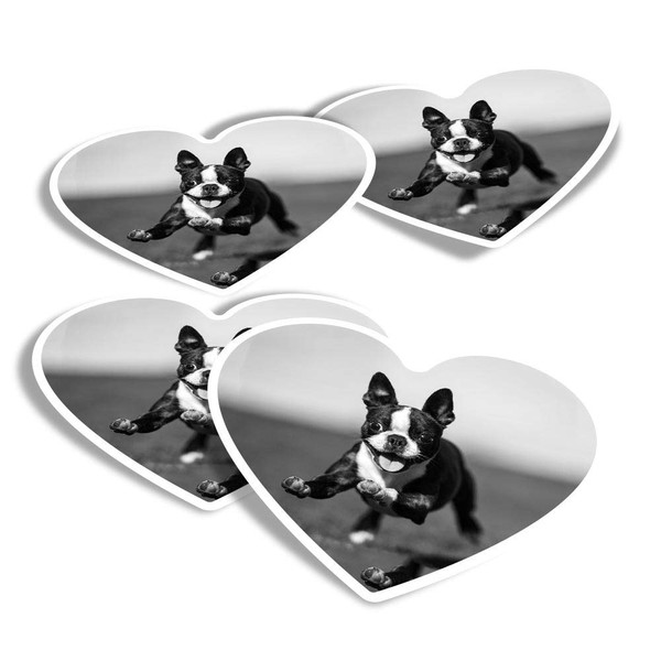Vinyl Heart Stickers (Set of 4) - BW - Playing