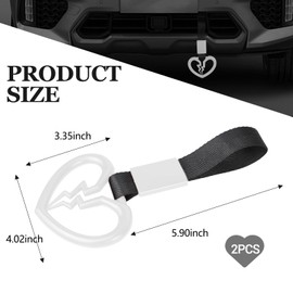 Wuyaoyao 2PCS Broken Heart Handle Ring for Car, Heart Shaped Handle Straps, Hand Strap Grab Handles Hang Ring for Car Bus Subway, Drift Charm Rear Bumper Warning Interior Decoration (White)