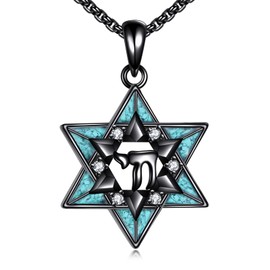 YAFEINI Star Of David Necklace Sterling Silver Hebrew Pendant Chai Necklace With Jewish Token Jewish Jewelry For Women Men