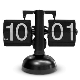 HERCHR Retro Flip Clock, Flip Desk Clock Retro Digital Clock Table Clock Battery Powered Desk Clocks for Office Digital Flip Down Clock Wіth Internal Gear Operated Clock(Black)