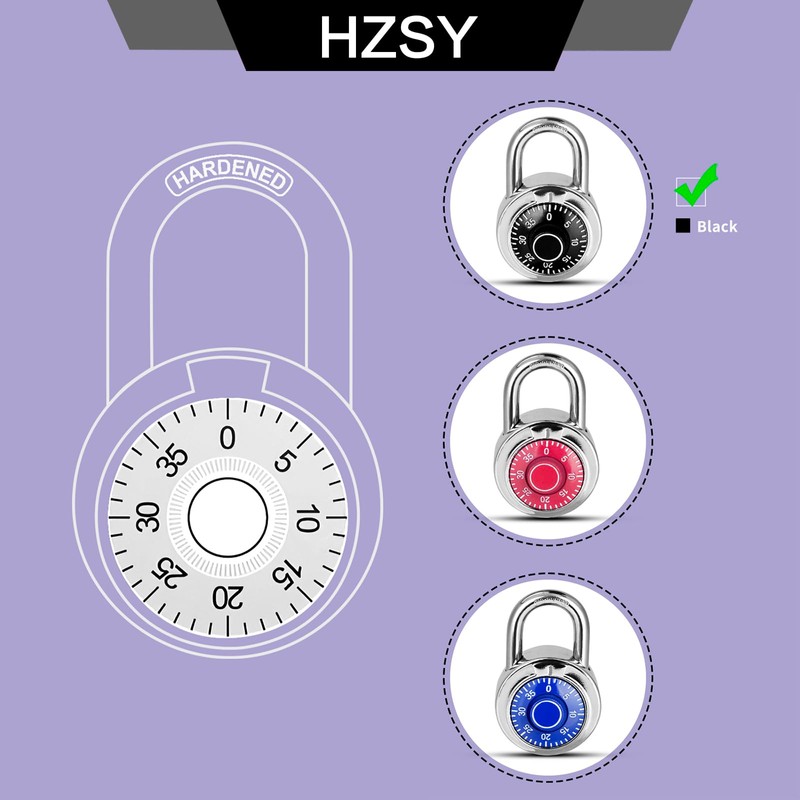 HZSY Combination Padlock 12 Pack, Fixed Dial Combination Padlock with