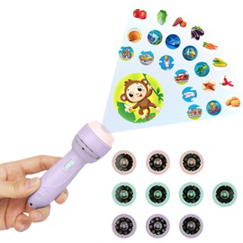 HOTUT Torch and Projector, Torch Light and Projector with 10 Discs 80 Images, Children's Projector Torches, Kids Night Light Torches, Plastic Flashlight Toy Gift for Toddler and Age 3+ Years Children