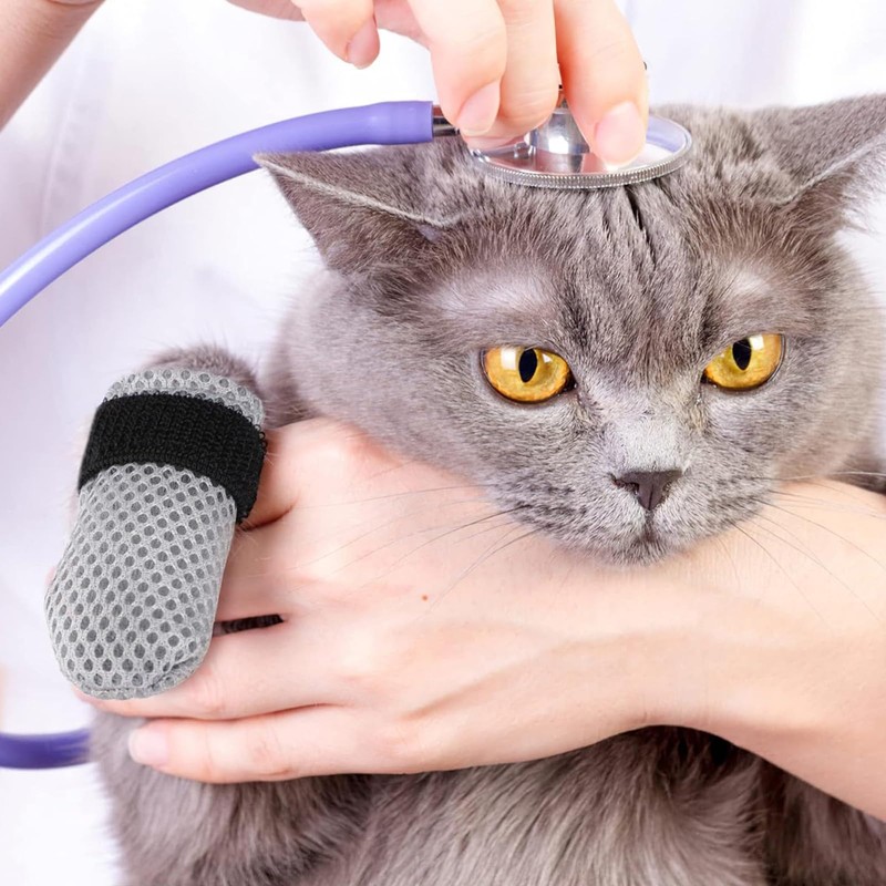 4 PCS Cat Mittens to Prevent Scratching, Adjustable Cat Booties
