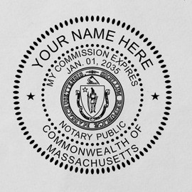Massachusetts Notary Public Stamp - Quality Pre-Inked Round Notary Stamp MA, Ideal for Notary Public in MA, 1-5/8 Diameter, Long-Lasting Impressions, Massachusetts Notary Supply