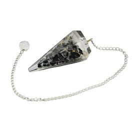 Péndulos de cristal de orgón de turmalina negra para adivinación y dowsing con cristal espiritual de movimiento de péndulo real