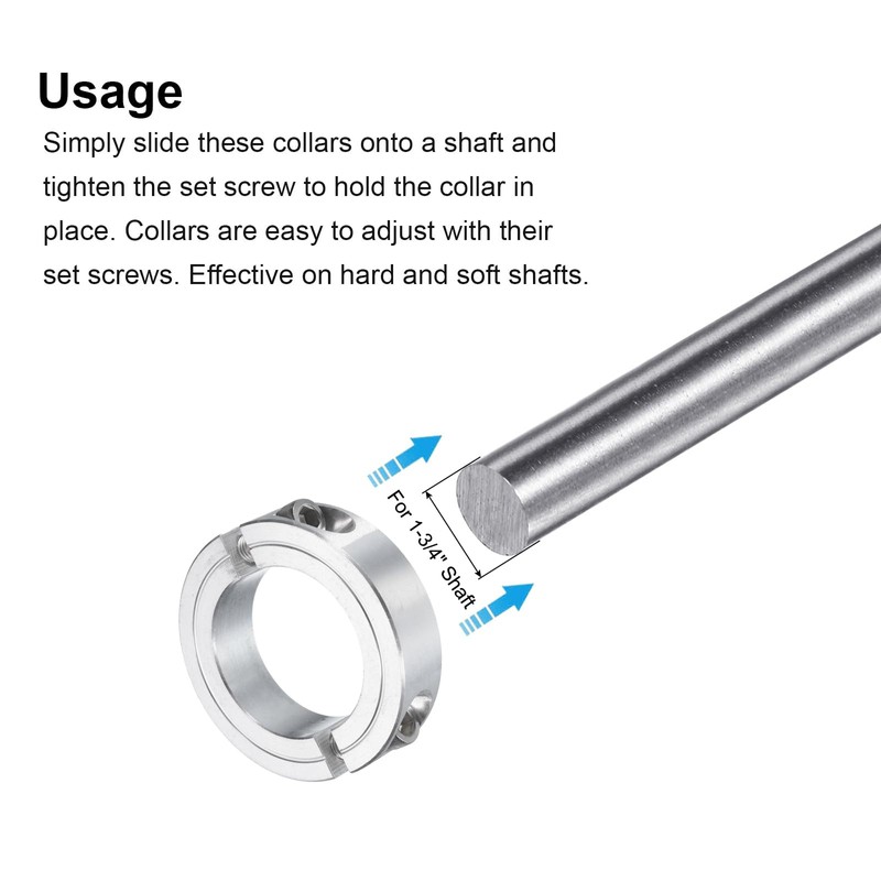 sourcing map Double Split Clamp-On Shaft Collar for 1-3/4" Shaft,