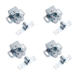 10 Pack Cabinet Door Latch, Cupboard Closet Doors Catch Closer with Screws, Double Roller Latches for Furniture Wardrobe Cupboard Hardware (Silver)
