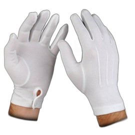 Mil-Bar White Men's Stretch Nylon Gloves, Wrist Length, One Size