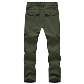 TBMPOY Men's Fleece Lined Ski Hiking Winter Softshell Pants Waterproof Cargo Trousers for Snowboarding Camping Army Green 40