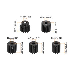 DMiotech M1 11T 12T 13T 14T 15T Steel 5mm Hardened Pinion Motor Gear for RC Car Brushed Replacement Brushless Motors, RC Applications with 5 Pcs Screws & Hex Spanner for DIY RC Boat Drone