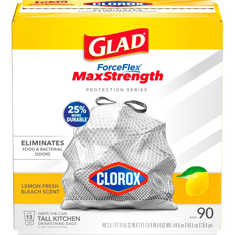 Glad Tall Kitchen Trash Bags 13 Gallon, MaxStrength Lemon Fresh