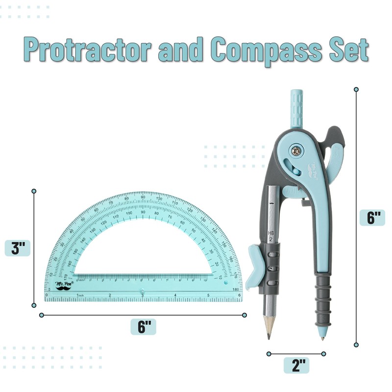 Mr. Pen- Compass and Protractor Set, Math Compass for Geometry