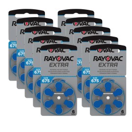 Rayovac Extra Advanced Hearing Aid Batteries 60 Pack Size 675 Blue Tab