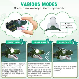 SEVENKA LED Headlamp for Kids, Outdoor Toy Head Lamp Flashlight for Boys Girls Toddler, 3.4oz Lightweight Headlight Camping Gear, Roar/Mute (Battery Included)