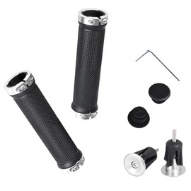 Zcbzbn Mountain Bike/BMX Handlebar Grips Fahrrad Griffe rutschfest und Verschleißfest Rubber Bicycle Handle 1 Paar mit 2 Aluminium Lock-On Endkappen (Schwarz)