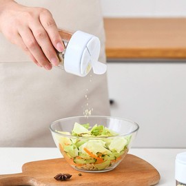 HANZE [4 Pack] 4 in 1 Salt and Pepper Shaker Jars Bottles, 5.41oz Cylindrical Empty Plastic Spice Dispenser Containers for Travel Camping BBQ Kitchen Cooking