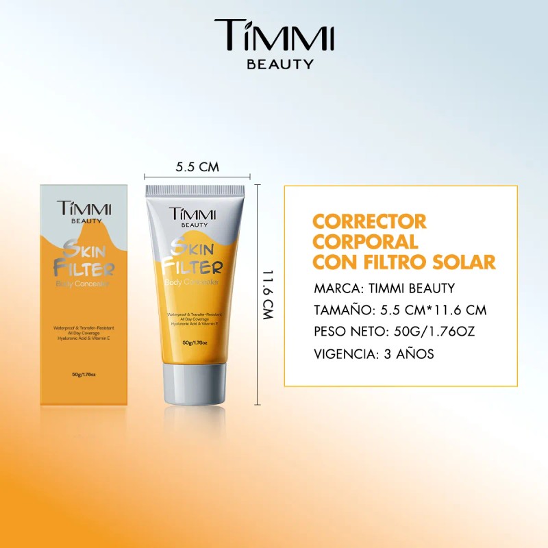 🌟✨ Corrector Corporal Waterproof Timmi Beauty – Cobertura Perfecta y