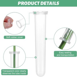 JEYORZY Pack of 15 Test Tubes for Flowers, 110 x 24 mm Test Tube Vase, Test Tube Plastic, Flower Water Tubes, Flower Tubes with Caps for Flower Arrangements Flowers Plants Decoration