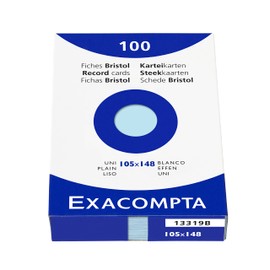 Exacompta 13319B Pack of 100 Index Cards DIN A6 105 x 148 mm Blank Ideal for School Pack of 1 Azure Blue