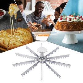 Adjustable Pie Marker Cutter, 6/8/10 Slice Divider for Pies, Cakes & Quiche, Aluminum Alloy Pie Pan Insert with Non-Slip Handles, Baking Tool Kit for Home Commercial Use (10 Slice)
