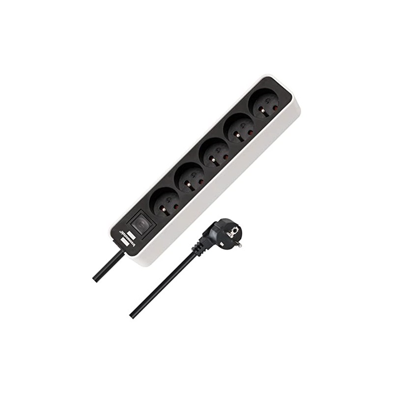 Power Strip Ecolor 5-Way White/Black 5.00 m H05VV-F 3G1.5