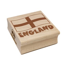 England with Waving Flag Cute Square Rubber Stamp for Stamping Crafting - 1.25in Small