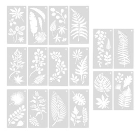 Lyaciomn 16 Pieces Leaves Stencil Reusable Sheet Painting Stencil Sheet Wall Stencil Leaf Pattern Template Tropical Leaf Reusable
