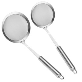Set of 3 Stainless Steel Sieve Set, Stainless Steel Kitchen Strainer, Fine Mesh Ladle, Frying Filters, for Filtering Pasta, Flour, Tea, Coffee, Stir-Frying, Stew and Vegetables, 3 Sizes
