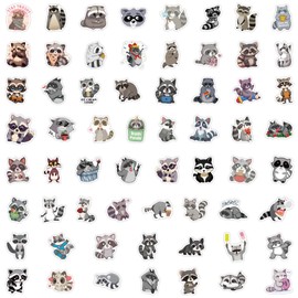 50Pcs Raccoon Stickers Gift for Kids Boys Girls Teens,Trendy Cartoon Waterproof Vinyl Stickers for Laptop Water Bottle Luggage Cup Phone Tablet Flasks Scrapbook Bike (Raccoon)