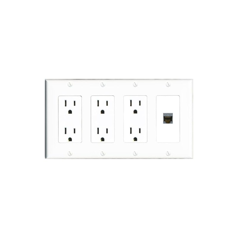 RiteAV CAT6A Wall Plate 4 Gang with 3 x 15A