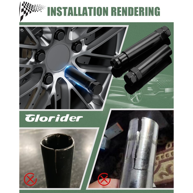 Glorider Small 6 Point Spline Lug Nuts Key Tuner Socket