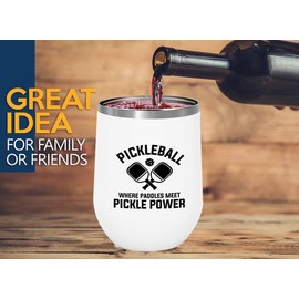 Pickleball White Edition Wine Tumbler 12oz - Where paddles meet - Ball Game pop tennis rackets netball handlball