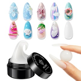 modelones 3D Gel Nail Art, Feste Builder Gel, 3D Skulptur NailGel, Aufbaugel Multifunktionell Rhinestone UV Gelnägel zur Nagelverlängerung Mustern Prägung Nageldesign 3D gel Nail Art Weiß 15g