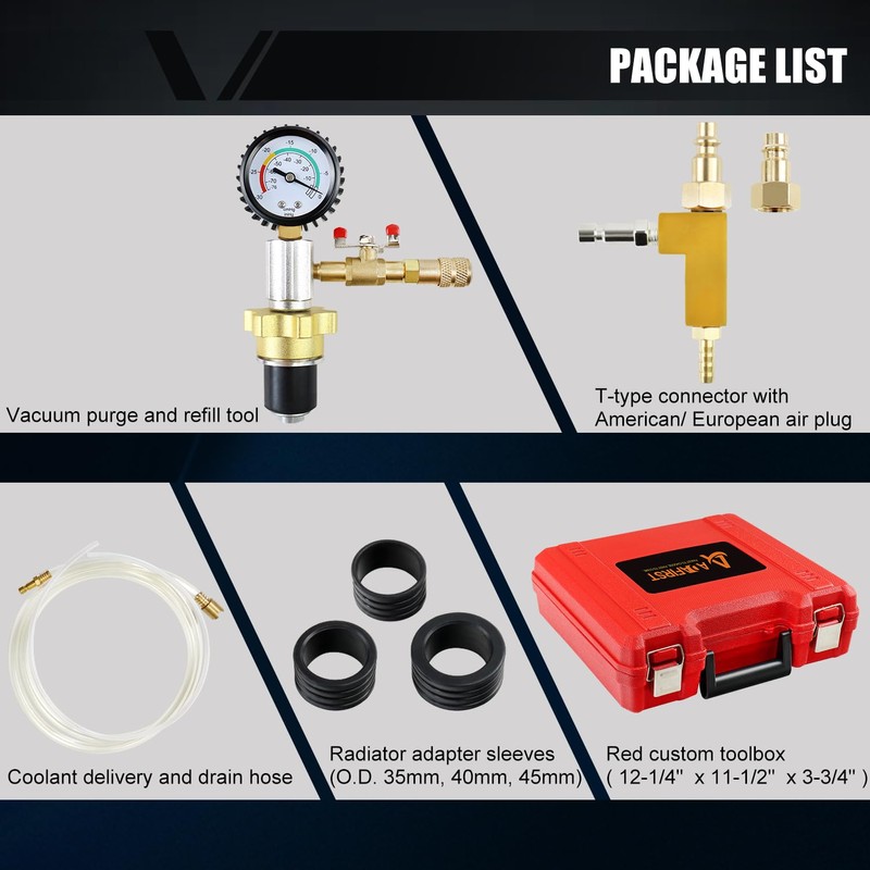 ADAFIRST Automotive Radiator Coolant Vacuum Refill Tool Kit, Engine Cooling
