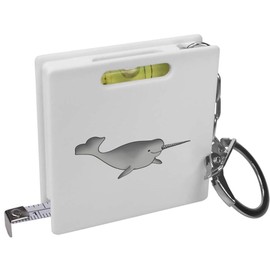 Azeeda 'Cute Smiling Narwhal' Keyring Tape Measure/Spirit Level Tool (KM00037223)