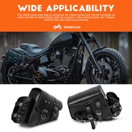 DREAMIZER Motorcycle Saddle Bags Universal Leather Motorcycle Bag with Water Bottles Bag Waterproof Motorcycle Accessories Compatible with Harley Honda Kawasaki Suzuki Yamaha