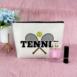 Tennis Lover Gift for Girls Makeup Bag Tennis Player Gift Tennis Gifts for Women Tennis Coach Gift Tennis Team Gift for Friends Cosmetic Bag Tennis Themed Gift Birthday Graduation Gift Cosmetic Pouch