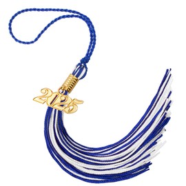 2025 Tassel Graduation, Tassel Charms for Graduation Cap Decorations, Blue and White Grad Tassels Memorial Grad Cords Class of 2025 Senior College High School Graduate Hat Ceremonies Accessories